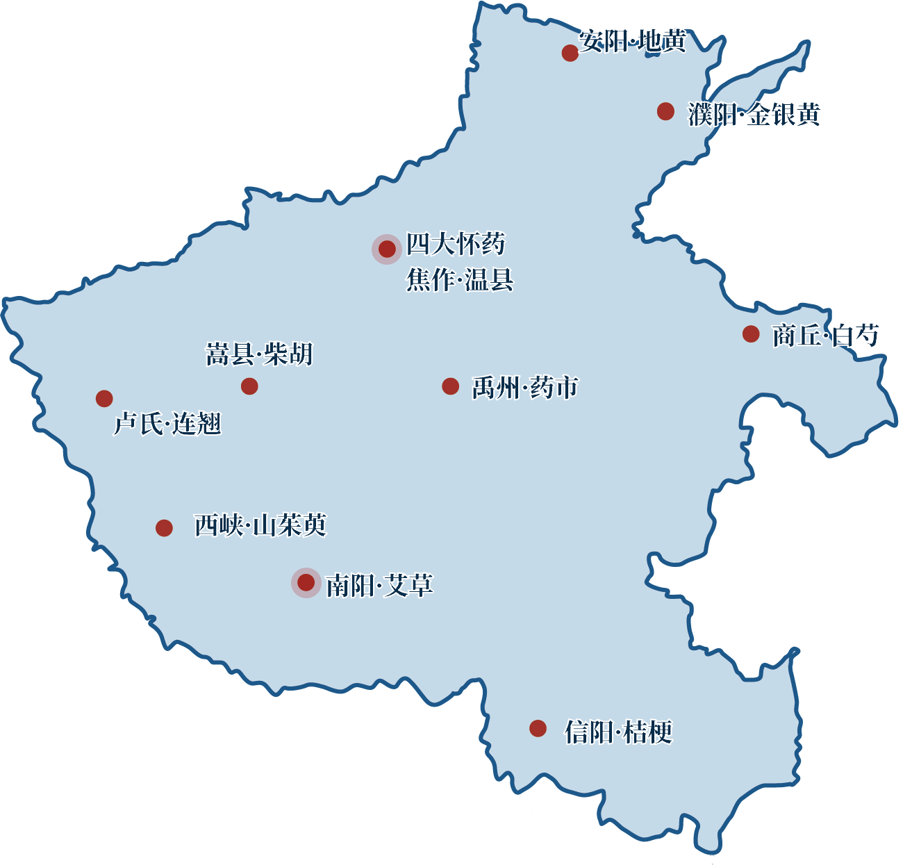 豫产道地药材分布图